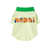 HKM-2332093 Thin Cotton Green Striped Polo Shirt for Pets - Summer Style