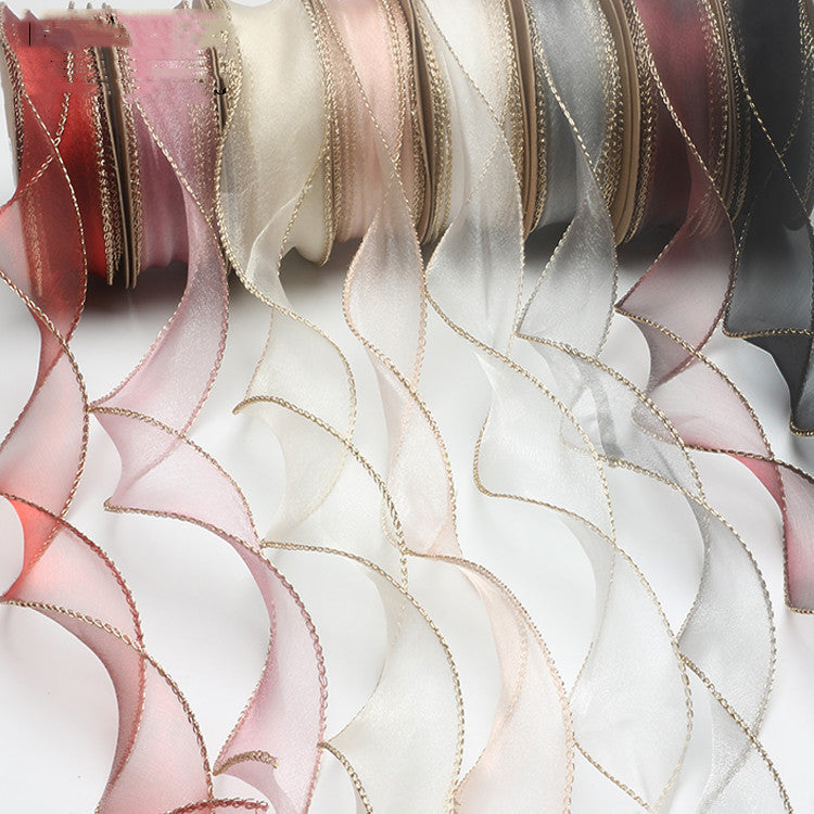 HKM-233555 Phnom Penh Fishtail Flowers 4cm Yarn Packaging Ribbon in Various Colors