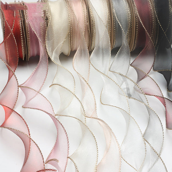 HKM-233555 Phnom Penh Fishtail Flowers 4cm Yarn Packaging Ribbon in Various Colors