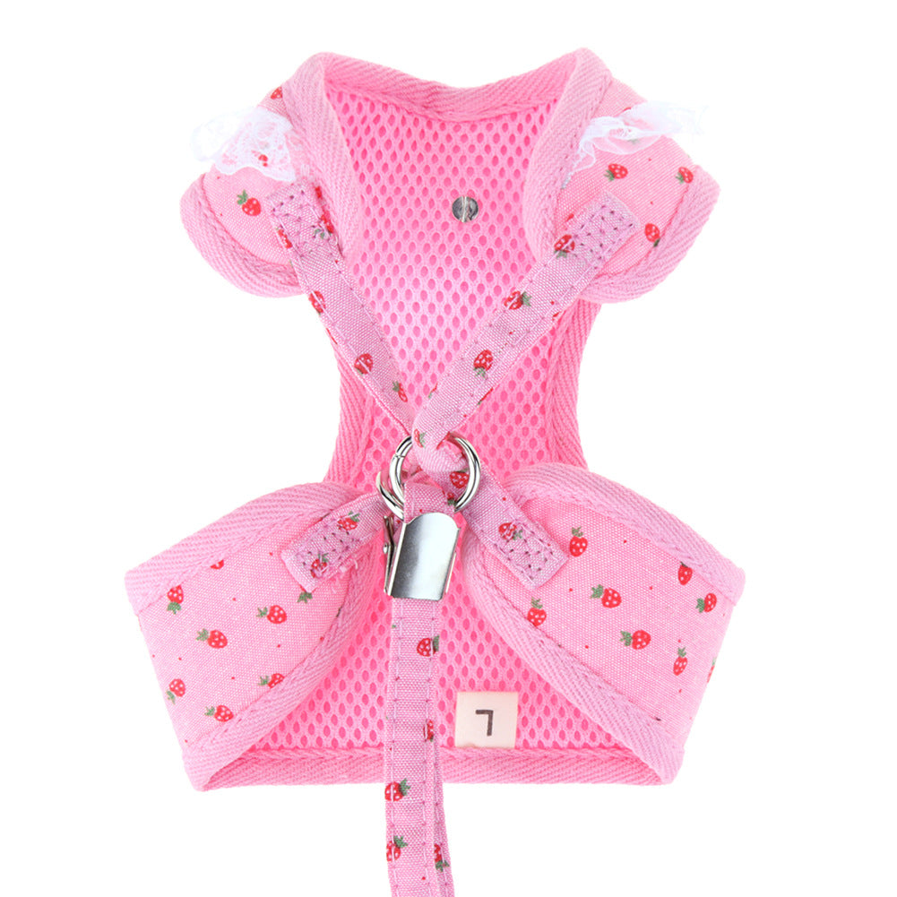 HKM-2336573 Adjustable Pet Walking Chest Harness with Breathable Mesh and Elegant Bow Tie ¨C Multiple Sizes Available