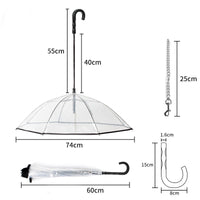 HKM-2337085 Transparent Dog Umbrella with Removable Traction Chain