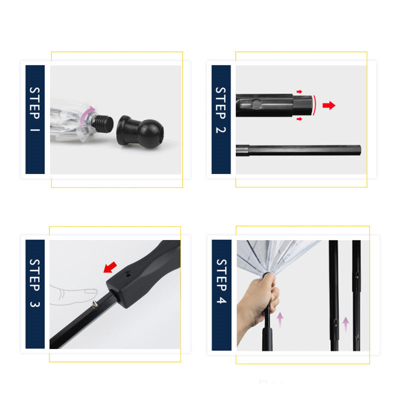 HKM-2337085 Transparent Dog Umbrella with Removable Traction Chain