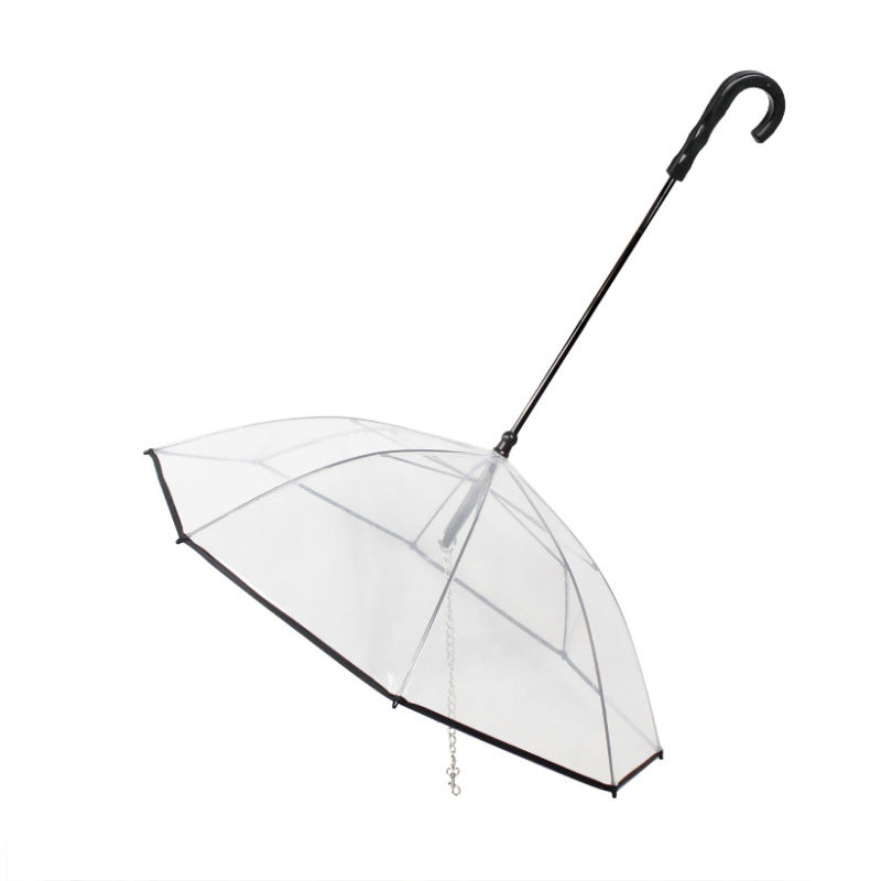 HKM-2337085 Transparent Dog Umbrella with Removable Traction Chain