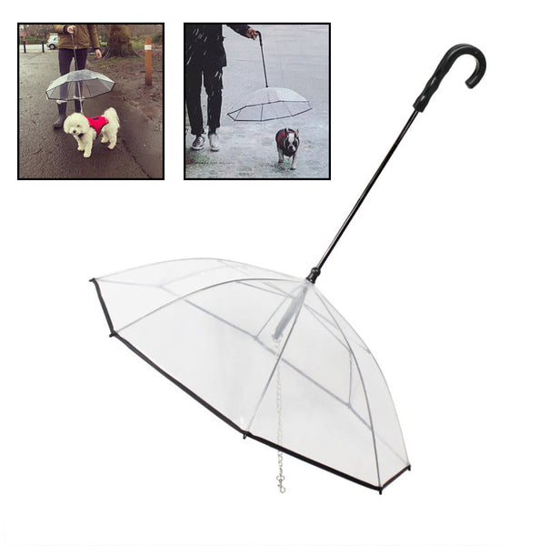 HKM-2337085 Transparent Dog Umbrella with Removable Traction Chain
