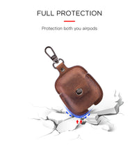HKM-233811 Leather Portable Earphone Cover with Keychain - Clamshell Design, Solid Color, 6.3 cm x 12 cm