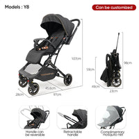 HKM-233811 Lightweight Foldable Baby Pram for Air Travel - Compact Stroller with Easy Storage