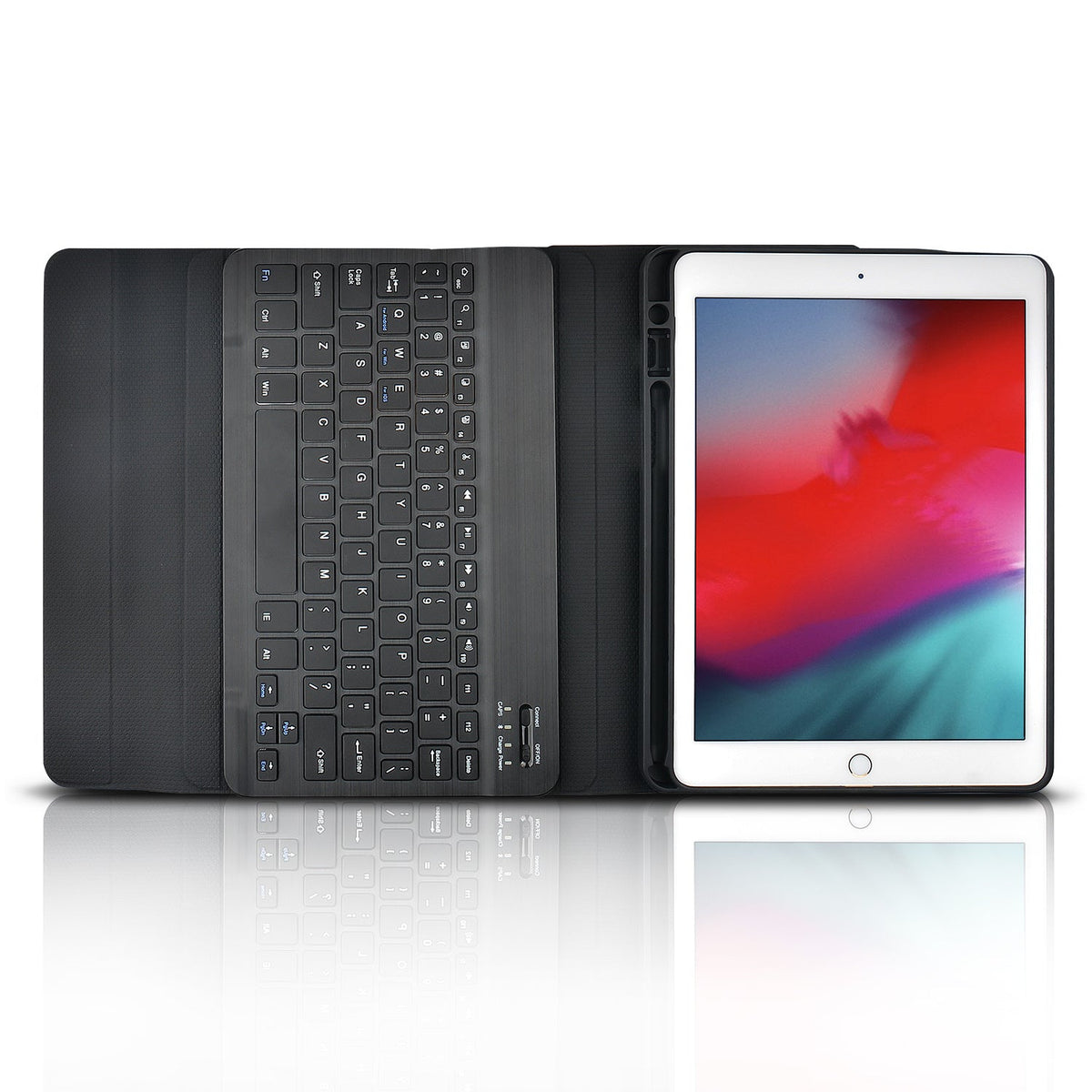 HKM-233875 Bluetooth Keyboard Holster for Apple 2018 iPad Pro 12.9 with Multimedia Function and PU Leather Design