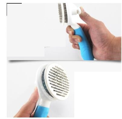 HKM-2338877 Automatic Self-Cleaning Dog and Cat Comb with Thick and Fine Needles in Pink and Blue
