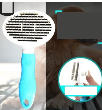 HKM-2338877 Automatic Self-Cleaning Dog and Cat Comb with Thick and Fine Needles in Pink and Blue