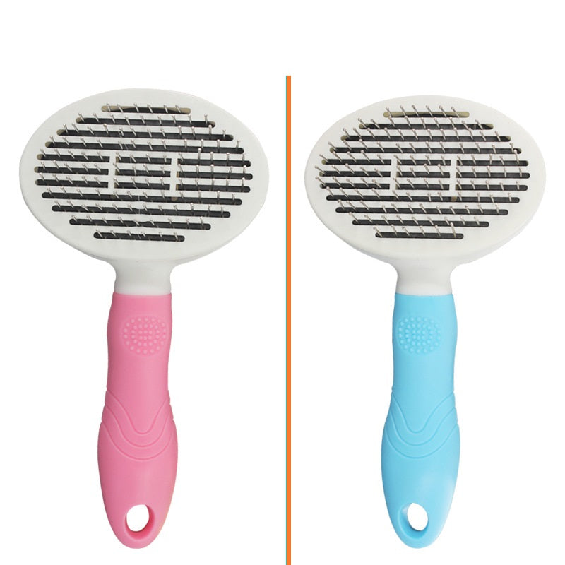 HKM-2338877 Automatic Self-Cleaning Dog and Cat Comb with Thick and Fine Needles in Pink and Blue