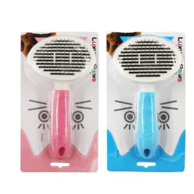 HKM-2338877 Automatic Self-Cleaning Dog and Cat Comb with Thick and Fine Needles in Pink and Blue