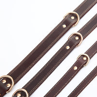 HKM-2339261 Cowhide Leather Dog Collar in Coffee Color with Size Options XS, S, M, L