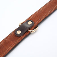 HKM-2339261 Cowhide Leather Dog Collar in Coffee Color with Size Options XS, S, M, L