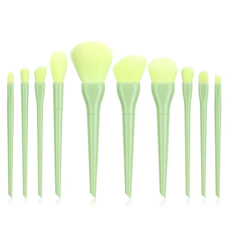HKM-234003 Candy Color 10-Piece Cosmetic Brush Set with Soft Bristles and Plastic Handle