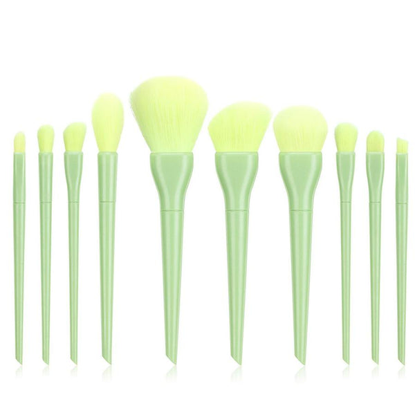 HKM-234003 Candy Color 10-Piece Cosmetic Brush Set with Soft Bristles and Plastic Handle