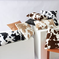 HKM-234003 Double-Sided Cow Flower Plush Pillow Cover - Modern Polyester Design, 50x50cm, 45x45cm, 30x50cm