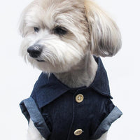 HKM-2341437 Summer Printed Cotton Shirts for Small Dogs - Green Leaf, Banana, Denim - Multiple Sizes Available