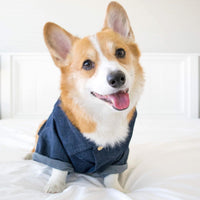 HKM-2341437 Summer Printed Cotton Shirts for Small Dogs - Green Leaf, Banana, Denim - Multiple Sizes Available