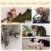 HKM-2341693 Three-Level Cat Condo with Plush Cover and Sisal Scratching Pads, 28 Inch Cat Tower