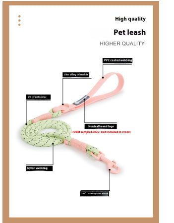 HKM-2342845 Solid Color PVC Dog Leash with Hand Holding Rope in Dark Red, Purple, Yellow, and Taoyao Green