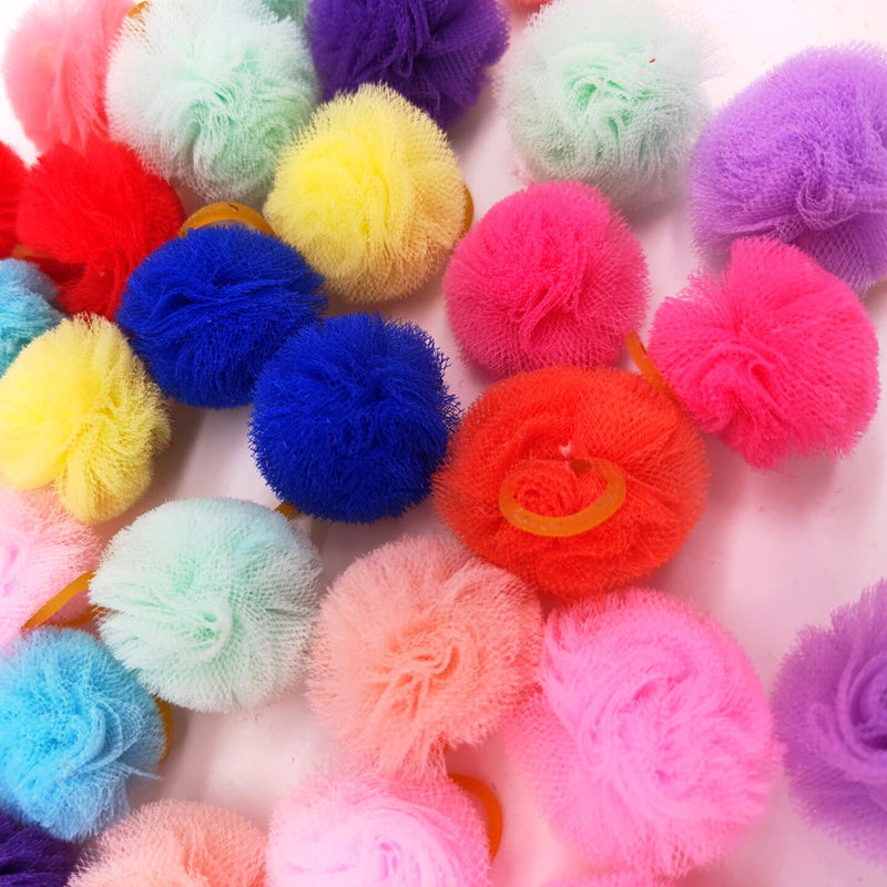 HKM-234387 Cute Pet Mesh Ball Rubber Band Head Flower