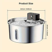 HKM-234387 Stainless Steel Automatic Cat Water Fountain - 3.2L/7L Wireless Sensing Pet Dispenser