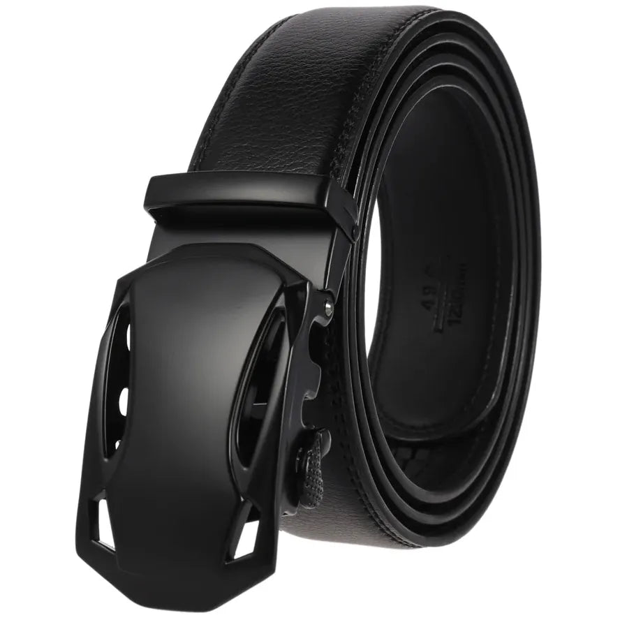HKM-234643 Men's Leather Belt with Automatic Buckle - Two-Layer Design, Model LY55-8888-1