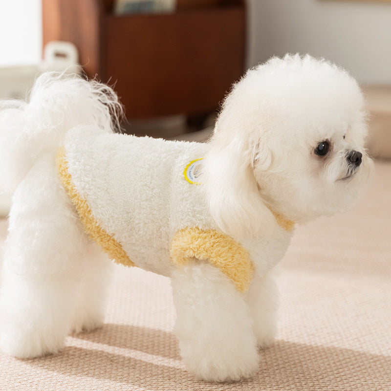 HKM-2347581 Cozy Two-Legged Fleece Coat for Small Dogs and Cats with Koala Patch