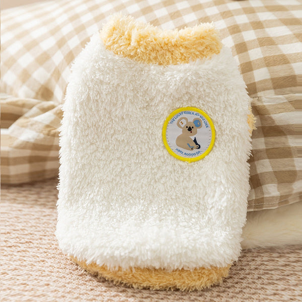 HKM-2347581 Cozy Two-Legged Fleece Coat for Small Dogs and Cats with Koala Patch