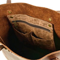 HKM-234835 Genuine Leather Tote Bag for Women - Casual Shoulder Handbag in Classic Retro Style