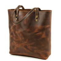 HKM-234835 Genuine Leather Tote Bag for Women - Casual Shoulder Handbag in Classic Retro Style