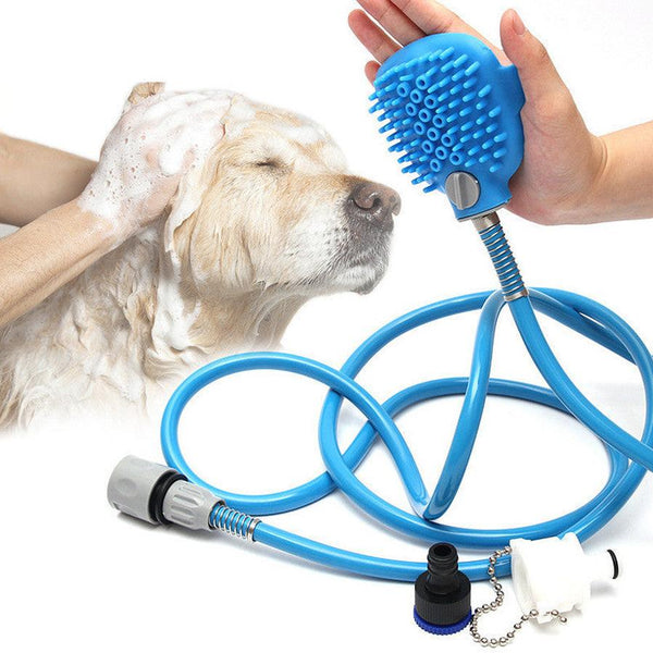 HKM-234835 Outdoor Pet Bath Brush with Shower Adapter for Dogs and Cats - 2.5M Silicone Hose