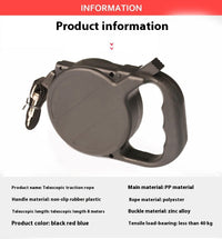 HKM-2348605 Automatic Retractable Dog Leash - 8m Nylon, Black, Durable Pet Supply