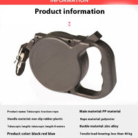HKM-2348605 Automatic Retractable Dog Leash - 8m Nylon, Black, Durable Pet Supply