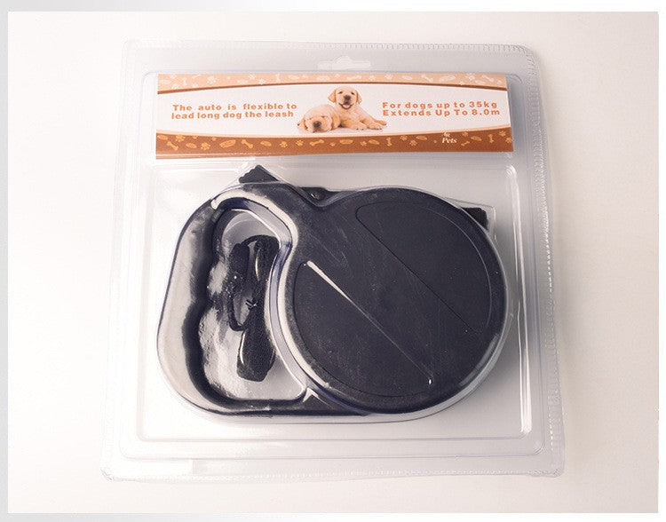 HKM-2348605 Automatic Retractable Dog Leash - 8m Nylon, Black, Durable Pet Supply