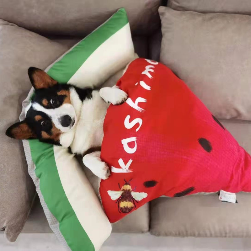 HKM-2348861 Cozy Pizza Pet Sleeping Bag for Cats and Dogs - Four Seasons - 90cm x 80cm