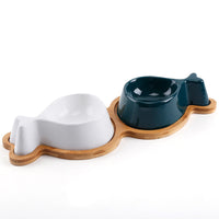 HKM-2348989 Ceramic Fish-Shaped Bowl with Sturdy Wooden Stand for Tea Drinking