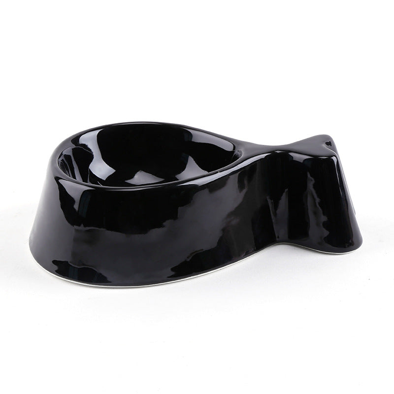 HKM-2348989 Ceramic Fish-Shaped Bowl with Sturdy Wooden Stand for Tea Drinking