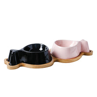 HKM-2348989 Ceramic Fish-Shaped Bowl with Sturdy Wooden Stand for Tea Drinking