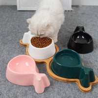 HKM-2348989 Ceramic Fish-Shaped Bowl with Sturdy Wooden Stand for Tea Drinking