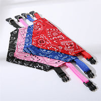 HKM-2350781 Adjustable Triangle Print Pet Collar in Red, Blue, Black, Pink for Stylish Comfort