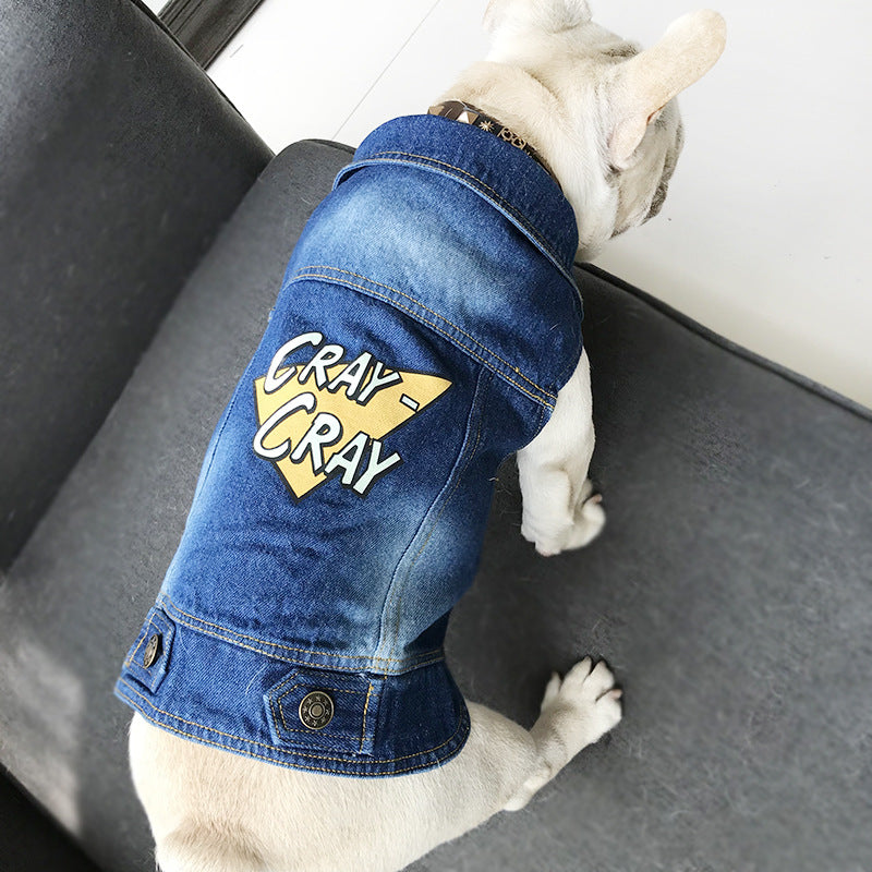HKM-2351165 Denim Vest for Small Pets - Casual Style Clothing for Puppies and Kittens, Available in Multiple Sizes