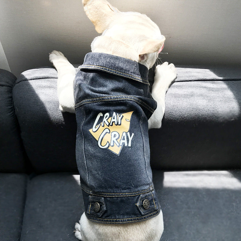 HKM-2351165 Denim Vest for Small Pets - Casual Style Clothing for Puppies and Kittens, Available in Multiple Sizes