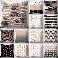 HKM-235155 Peach Skin Geometric Velvet Pillowcase Cushion Cover - Modern 45x45cm Design
