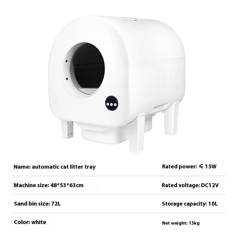 HKM-235219 Smart Self-Cleaning Cat Litter Box with App Control, 68L Large Capacity, Odor Control, Anti-Trap Function for Multiple Cats