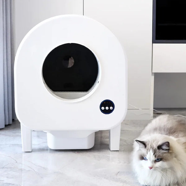 HKM-235219 Smart Self-Cleaning Cat Litter Box with App Control, 68L Large Capacity, Odor Control, Anti-Trap Function for Multiple Cats