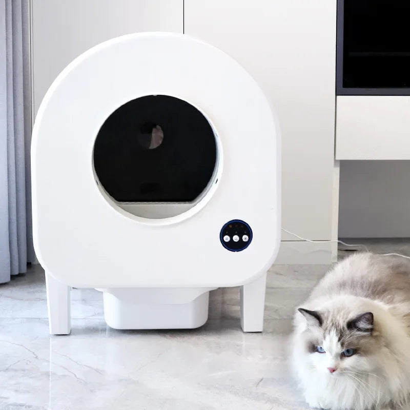 HKM-235219 Smart Self-Cleaning Cat Litter Box with App Control, 68L Large Capacity, Odor Control, Anti-Trap Function for Multiple Cats