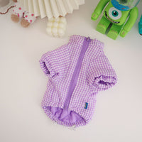 HKM-2353213 Cozy Thick Plaid Cotton Coat for Dogs in Purple, Yellow, and Green