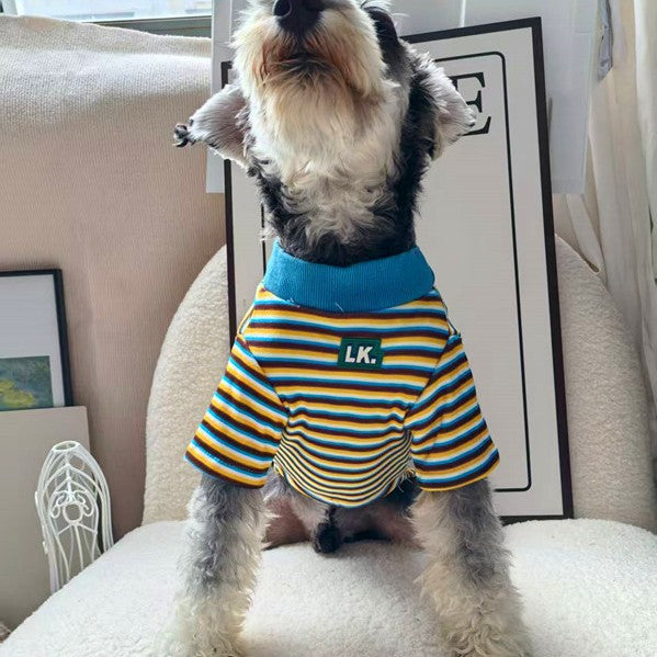 HKM-2353341 Warm Striped Pet Clothing in Red and Blue - Sizes S, M, L, XL, Made from Polyester