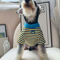 HKM-2353341 Warm Striped Pet Clothing in Red and Blue - Sizes S, M, L, XL, Made from Polyester